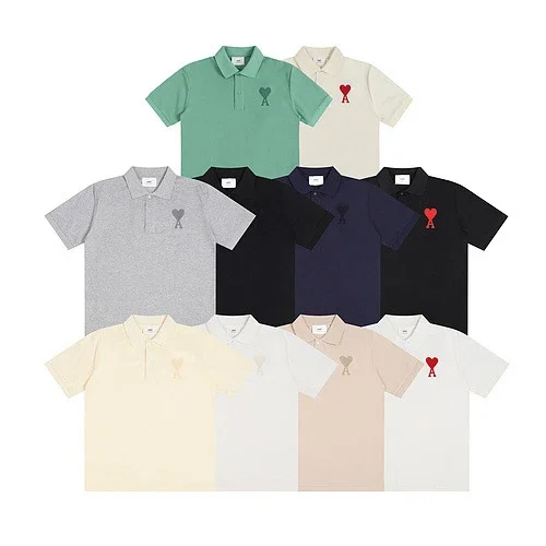 Ami de Cœur series embroidered logo short-sleeved polo shirt